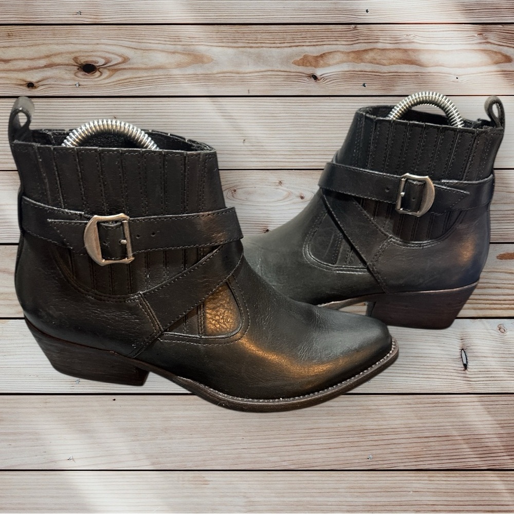 All Saints Quentin Black Ankle Slide In Boots Sz 36.5 (6.5-7)